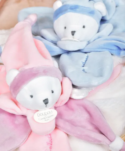 Doudou et Compagnie Doudou plat Ours Collector bleu - 24 cm