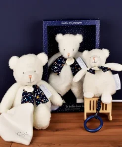 Doudou et Compagnie Doudou plat Ours Luminescent - 26 cm - Clair de Lune