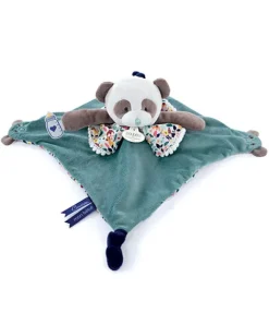 Doudou et Compagnie Doudou plat panda vert avec marionnette à doigt - 30 cm