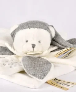 Doudou et Compagnie Doudou plat pétales Ours Gris - 25 cm - Collection Anniversaire
