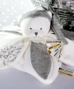 Doudou et Compagnie Doudou plat pétales Ours Gris - 25 cm - Collection Anniversaire