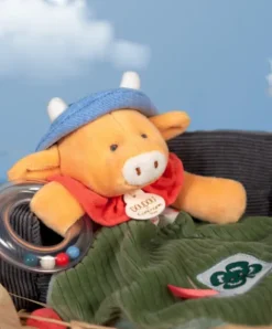 Doudou et Compagnie Doudou vache avec hochet billes - Aneth -21 cm
