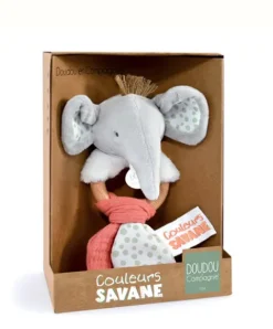 Doudou et Compagnie Hochet bébé éléphant - 15 cm