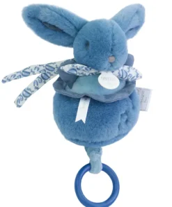 Doudou et Compagnie Lapin DOUDOU® - boite à musique lapin - 20 cm - Bleu