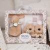 Doudou et Compagnie Lapin Doudou - Coffret cadeau Chaussons et Doudou Beige 15 cm