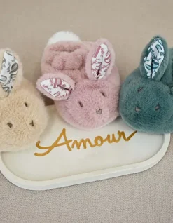 Doudou et Compagnie Lapin Doudou - Coffret cadeau Chaussons et Doudou Rose 15 cm