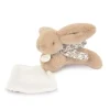 Doudou et Compagnie Lapin DOUDOU® - Peluche lapin Beige avec doudou assorti - 16 cm