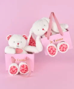 Doudou et Compagnie LAPIN JE T'AIME en sac cadeau - 25 cm