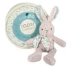 Doudou et Compagnie Lapin peluche gris en coton Bio 25 cm