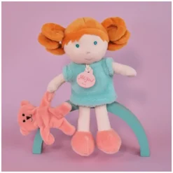 Doudou et Compagnie Ma première poupée douce Verte - Mlle menthe - 21 cm