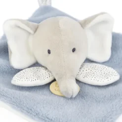 Doudou et Compagnie Mini Doudou elephant plat gris et bleu - 19 cm