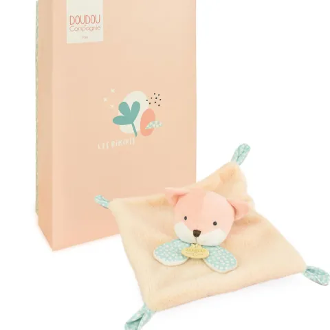 Doudou et Compagnie Mini Doudou renard plat orange - 19 cm