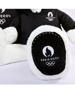 Doudou et Compagnie Ours en peluche blanc avec veste noire JO2024 - 40 cm - Collection Premium