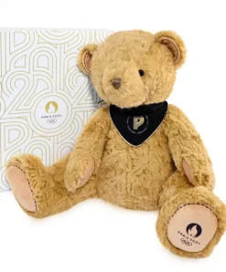Doudou et Compagnie Ours en peluche marron Paris 2024 - avec bandana - 37 cm