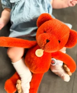 Doudou et Compagnie Ours en peluche Orange Terracotta - Roland Garros- 40 cm - Fabriqué en France
