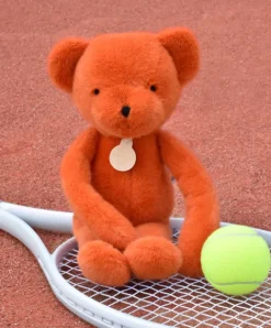 Doudou et Compagnie Ours en peluche Orange Terracotta - Roland Garros- 40 cm - Fabriqué en France