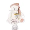 Doudou et Compagnie Ours en peluche Rose attache-sucette - 20 cm - Collection Anniversaire