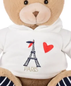 Doudou et Compagnie Ours Peluche Sweat Tour Eiffel 28 cm : Souvenir Paris