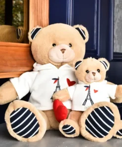 Doudou et Compagnie Ours Peluche Sweat Tour Eiffel 28 cm : Souvenir Paris
