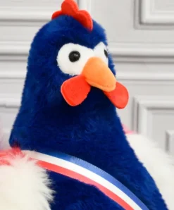 Doudou et Compagnie Peluche coq bleu marine - 24 cm - Fabriqué en France