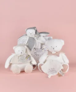 Doudou et Compagnie Peluche eveil Bébé Ours Blanc - 30 cm - Collection Anniversaire