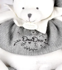 Doudou et Compagnie Peluche eveil Bébé Ours Gris - 30 cm - Collection Anniversaire