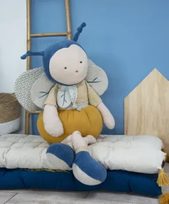 Doudou et Compagnie Peluche géante Pollen l'abeille en coton BIO - 90 cm