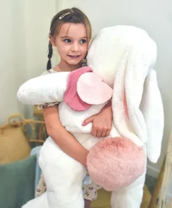 Doudou et Compagnie Peluche géante XXL Lapin beige - Happy Boho - 80 cm