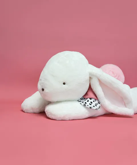 Doudou et Compagnie Peluche géante XXL Lapin rose - Happy Blush - 80 cm