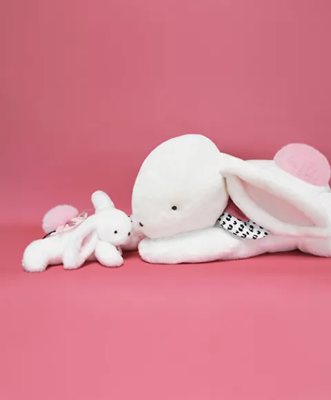 Doudou et Compagnie Peluche géante XXL Lapin rose - Happy Blush - 80 cm