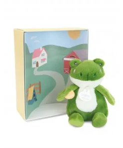 Doudou et Compagnie Peluche grenouille - 17 cm - DOUDOU de la ferme avec boite sonore