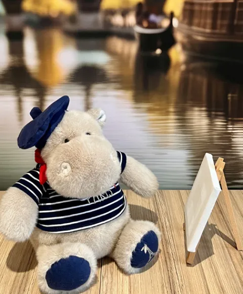 Doudou et Compagnie Peluche Hippopotame avec Béret et Marinière - 26 cm