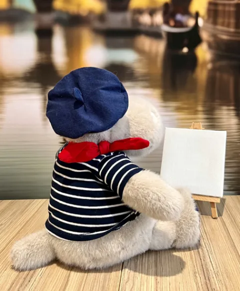 Doudou et Compagnie Peluche Hippopotame avec Béret et Marinière - 26 cm