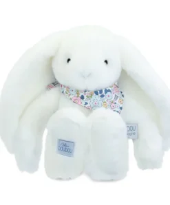 Doudou et Compagnie Peluche lapin Blanc 35 cm - Lapin Fleurette