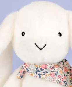 Doudou et Compagnie Peluche lapin Blanc XXL - Lapin Fleurette 50 cm