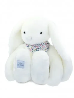 Doudou et Compagnie Peluche lapin Blanc XXL - Lapin Fleurette 50 cm