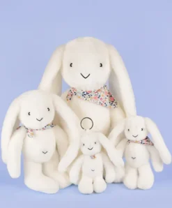 Doudou et Compagnie Peluche lapin Blanc XXL - Lapin Fleurette 50 cm