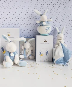 Doudou et Compagnie Peluche lapin matelot bleu - 25 cm