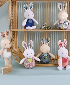 Doudou et Compagnie Peluche lapin pop-up - Vert amande et corail