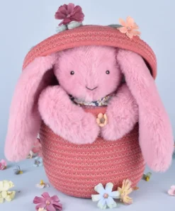 Doudou et Compagnie Peluche lapin rose 25 cm - Lapin Fleurette