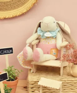 Doudou et Compagnie Peluche lapin rose avec doudou - LAPIN CIBOULETTE - 28 cm