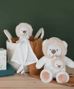 Doudou et Compagnie Peluche lion avec Bébé - 25 cm - Unicef