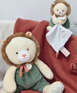 Doudou et Compagnie Peluche Lion beige avec doudou mouchoir - 15 cm
