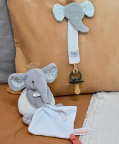 Doudou et Compagnie Peluche éléphant avec doudou mouchoir - 15 cm
