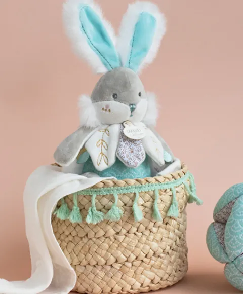 Doudou et Compagnie Peluche musicale lapin de sucre Vert - 20 cm