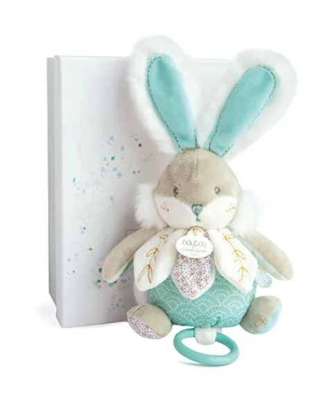 Doudou et Compagnie Peluche musicale lapin de sucre Vert - 20 cm