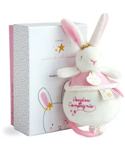 Doudou et Compagnie Peluche musicale lapin étoile rose - 14 cm