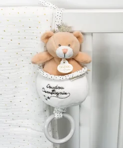 Doudou et Compagnie Peluche musicale ours Petit Roi marron - 14 cm