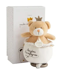 Doudou et Compagnie Peluche musicale ours Petit Roi marron - 14 cm