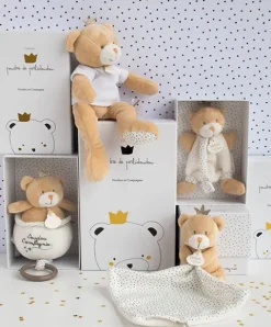 Doudou et Compagnie Peluche musicale ours Petit Roi marron - 14 cm